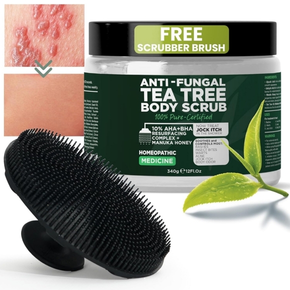 Tea Tree Body Scrub with Brush - Picture 1 of 4